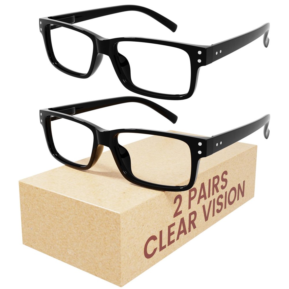 Eyekepper Blue Light Reading Glasses Men Women 3.75, Black Frame 2 Pack