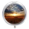 Field Sunrise Pill Box 3 Compartments Portable Pill Box for Purse Pocket Compact Mini Travel Pill Case Vitamin Organizer Pocket Pill Case Medicine Organizer view 1
