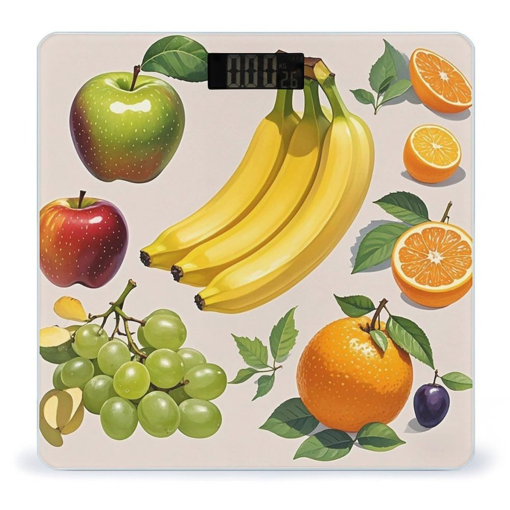 Pictures Fruit Scale for Body Weight Digital Bathroom Scale Toughened Glass High Precision Scales for Body Weight with Large LCD Backlight Display Weight Scales