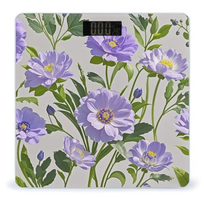 Purple Flower Style Scale for Body Weight Digital Bathroom Scale Toughened Glass High Precision Scales for Body Weight with Large LCD Backlight Display Weight Scales