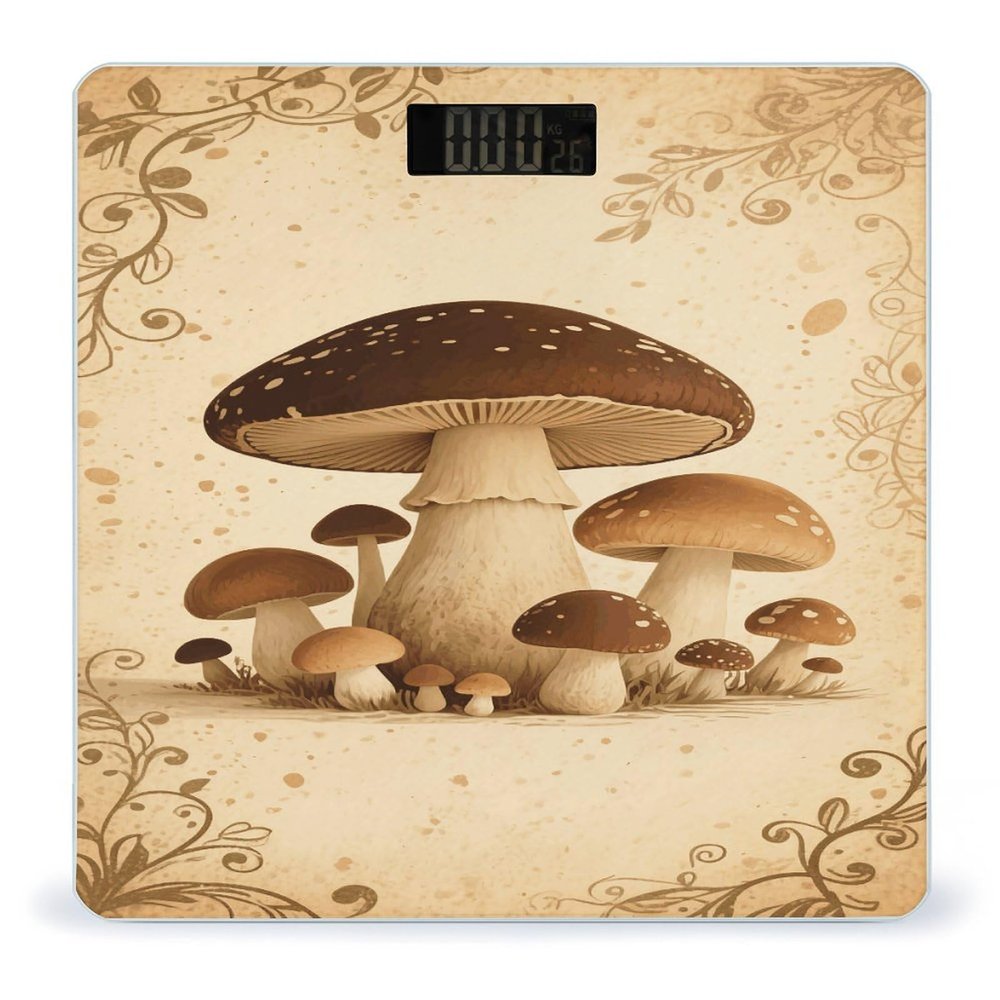 Vintage Mushroom Weight Scale Large Bathroom Scales Digital Weight with Bright LED Display Non Slip Automatic Weighing Scale Fashion Weighing Machine for Body