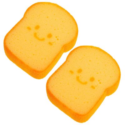 TOPPERFUN Thick Toast-Shaped Kitchen Sponge Pad, Dual-Sided Reusable Scrubber for Dish and Pan Cleaning, Cartoon Wood Pulp Material for Household Kitchen Use