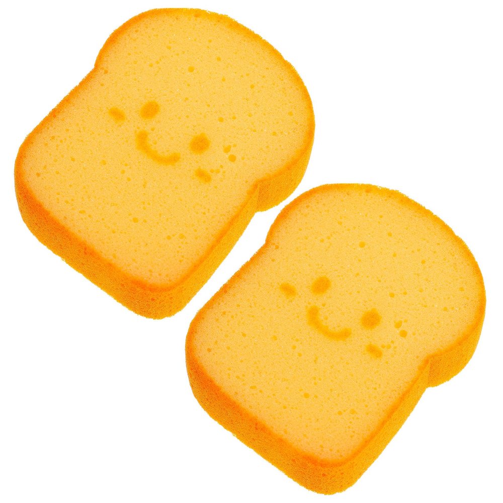 TOPPERFUN Thick Toast-Shaped Kitchen Sponge Pad, Dual-Sided Reusable Scrubber for Dish and Pan Cleaning, Cartoon Wood Pulp Material for Household Kitchen Use