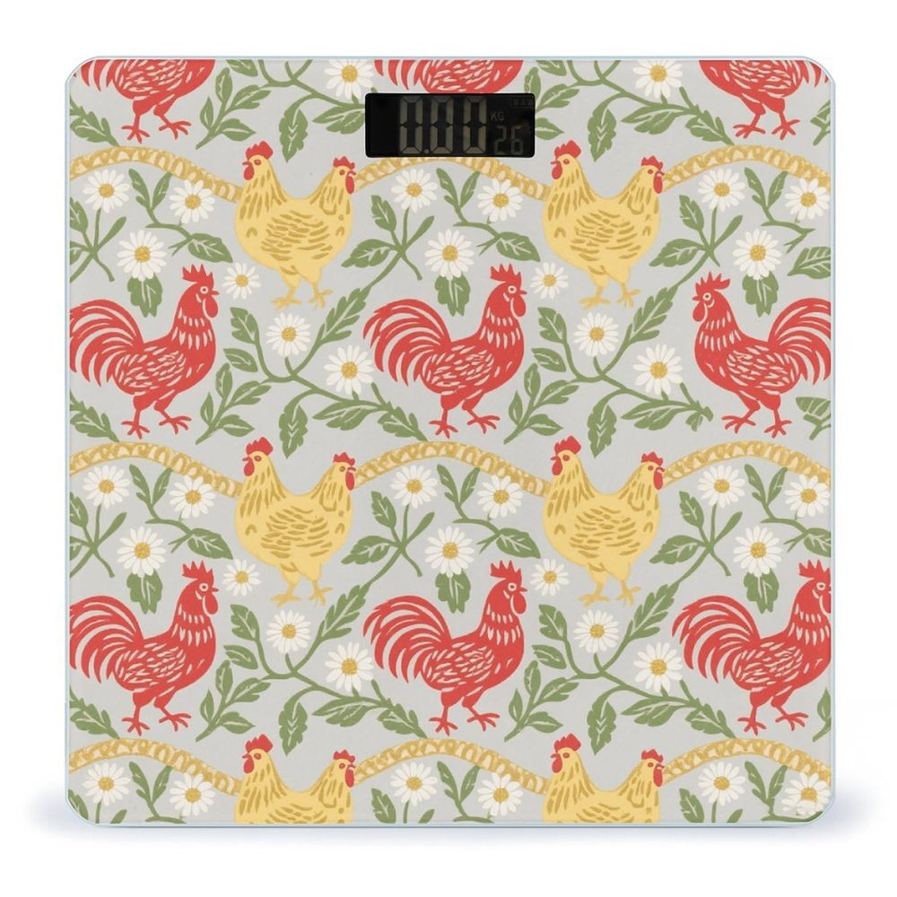 Chicken and Rooster Weight Scale Large Bathroom Scales Digital Weight with Bright LED Display Non Slip Automatic Weighing Scale Fashion Weighing Machine for Body