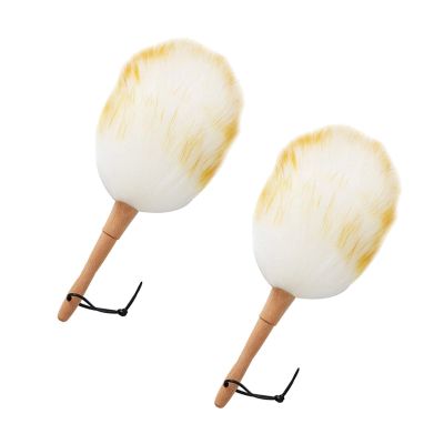 13.4-Inch Lambswool Duster, Pure Lambs Wool Duster with Wood Handle, Multifunction Home Office Furniture Car Cleaning Tool, 2 Pack