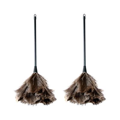 2 Pcs Premium Quality Genuine Ostrich Feather Duster - Thick Soft Feathers - Attracts Dust Particles - Easy Efficient Dusting - Duster for Home, Office and Car