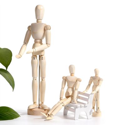 ComfiCare Premium Beech Wood Artists Mannequin Jointed Human Figure Model for Sketching, Painting, and Elegant Home Office Dcor Posable Art Reference Tool with Detachable Base
