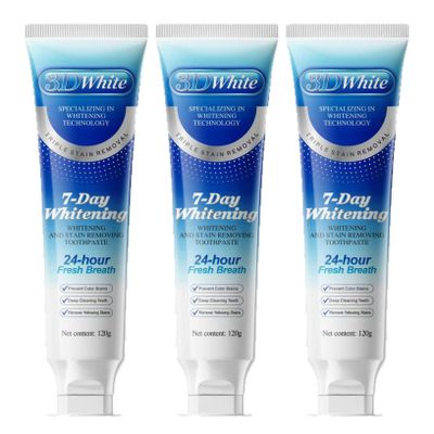 ACSUSS 3D Whitening Toothpaste Triple Pack - 120g Tubes, Deep Clean Formula to Fight Stains and Support Long-Lasting Freshness White One Size