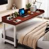 Over Bed Table with Wheels, King Size Over The Bed Desk with Baffle Portable Mobile Laptop Cart Wood Standing Office Desk Computer Tables for Bedroom Work,(B2,3.94x1.64x2.62ft) view 1