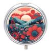 Sunrise and Flowers Pill Box 3 Compartments Portable Pill Box for Purse Pocket Compact Mini Travel Pill Case Vitamin Organizer Pocket Pill Case Medicine Organizer view 1