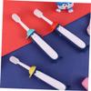 NUSITOU 3pcs Manual Toothbrush Set with Soft Bristles for Oral Care, Cartoon Design in Blue, Yellow, and Red, Suitable for Ages 3-12, Teeth Cleaning and Training Random Color view 4