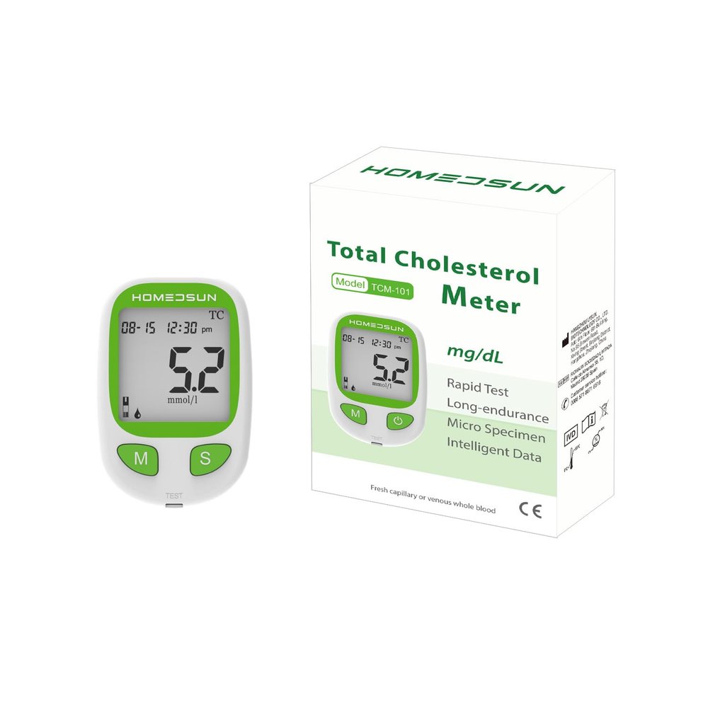 HOMEDSUN HSTCM-101 Total Cholesterol Monitor Kit Lipid Panel Test Meter for Home Cardiovascular Health Tracking Fast Accurate Results with 10 Cholesterol Strips & 10 Lancets