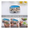 Sand Snowman on Beach Pill Case 2 Compartments Small Pill Box with Mirror Square Medicine Travel Pill Organizer Pocket Purse Medicine Vitamin Organizer for Fish Oil, Supplements view 4