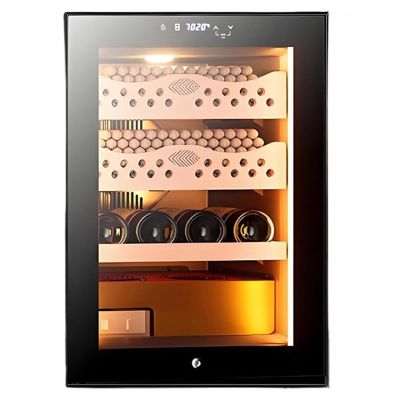 50L Electric Cigar Humidor Cigar Refrigerator with Temperature Control Spanish Cedar Shelves Drawer Capacity 300 Cigars(Winecabinet)