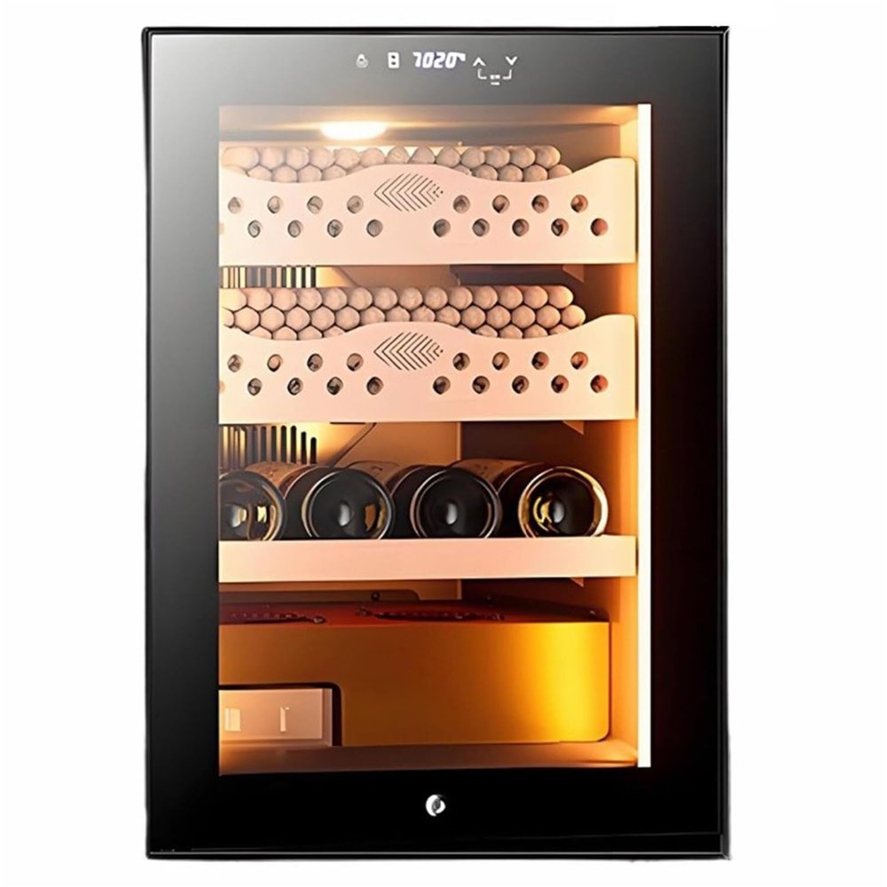 50L Electric Cigar Humidor Cigar Refrigerator with Temperature Control Spanish Cedar Shelves Drawer Capacity 300 Cigars(Winecabinet)
