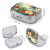 Summer Hawaiian Pill Case 2 Compartments Small Pill Box with Mirror Square Medicine Travel Pill Organizer Pocket Purse Medicine Vitamin Organizer for Fish Oil, Supplements view 2
