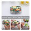 Summer Hawaiian Pill Case 2 Compartments Small Pill Box with Mirror Square Medicine Travel Pill Organizer Pocket Purse Medicine Vitamin Organizer for Fish Oil, Supplements view 4