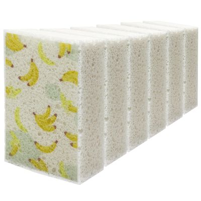 Scratch Scrub Sponge, 6 Kitchen Sponges for Cleaning Around the Home, Bathroom & More, Large Size Scratch-Free Dish Scrubber, Best for Nonstick Pots and Pans (4" x 6" x 1",Banana