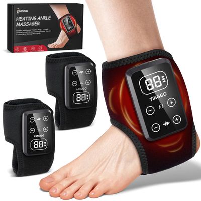 YINGGG 2PCS Foot Massager - 3-in-1 Cordless Foot & Ankle Massager with 5 Heat Levels & 3 Vibration Modes, Portable Ankle Heating Pad for Home Travel -YA01