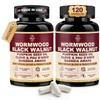 30-in-1 Wormwood Black Walnut Cleanse Capsules Advanced Detox for Adults - Natural Gut Cleanse with Soursop, Pumpkin Seed, PAU D'Arco, Probiotic Blend,Oregano & Garlic Vegan 120CT, 99% Absorption view 1