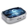 Moon Over Ocean Pill Case 2 Compartments Small Pill Box with Mirror Square Medicine Travel Pill Organizer Pocket Purse Medicine Vitamin Organizer for Fish Oil, Supplements view 3