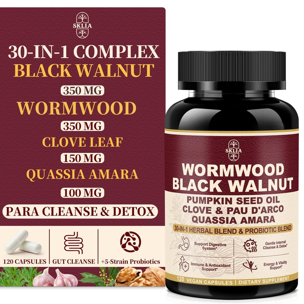 30-in-1 Liposomal Wormwood Black Walnut Clove Cleanse for Humans Capsules Gut Cleanse & Digestive Support with Clove, Pumpkin Seed Oil, Garlic, Quassia Amara | 10X Concentrated | Vegan 1815mg 120 CT