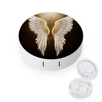 FekiLoot Angel Wing Contact Lens Cases, Cute Contact Lenses Lens Box Set Outdoor Mini Contact Lens Soak Storage Kit with Mirror Daily Vision Care And Outdoor Use