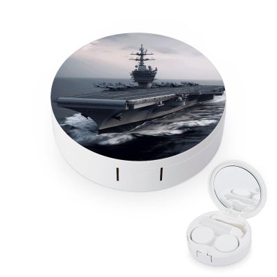 FekiLoot Aircraft Carrier Contact Lens Cases, Cute Contact Lenses Lens Box Set Outdoor Mini Contact Lens Soak Storage Kit with Mirror Daily Vision Care And Outdoor Use