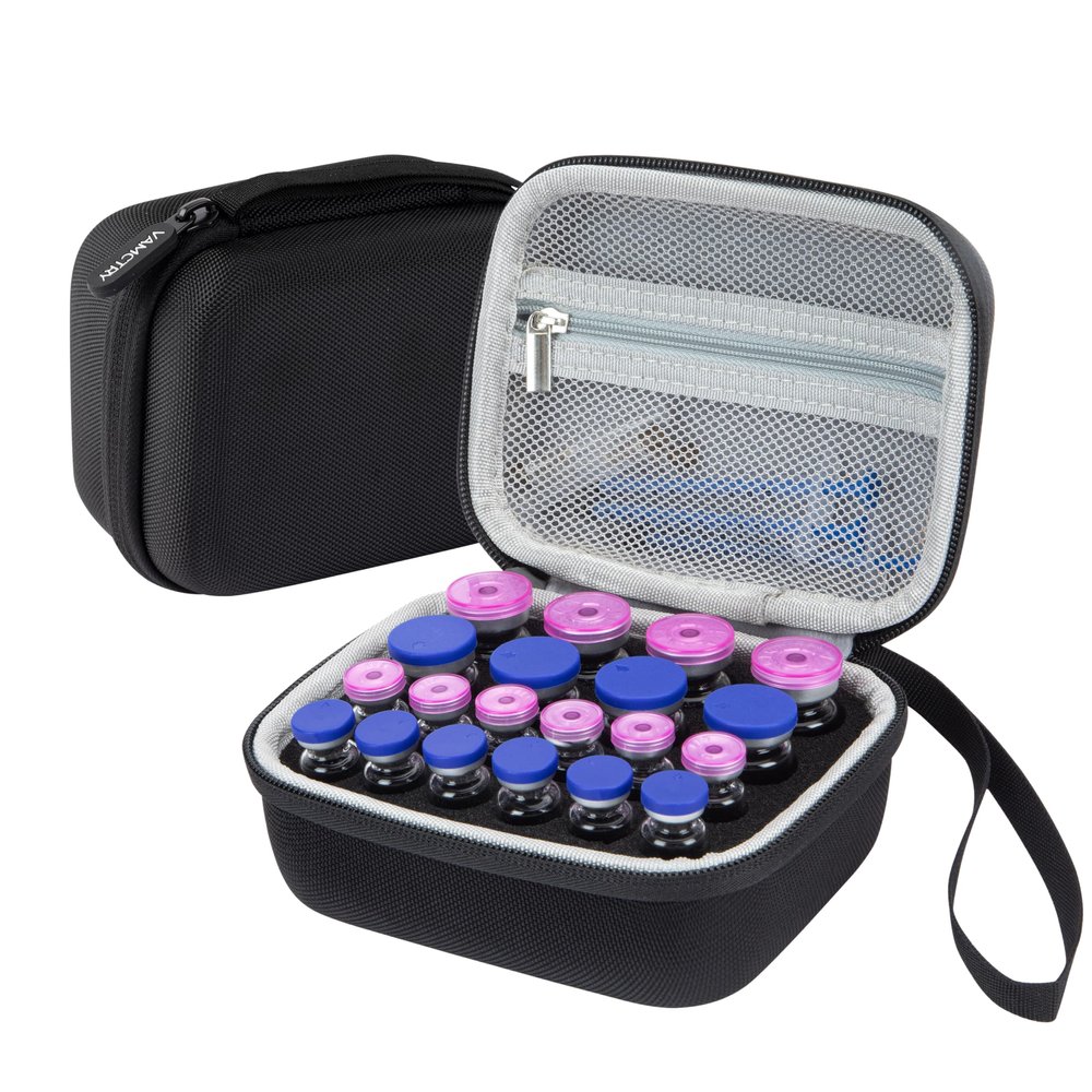 20 Slots Insulin Vial Protector Case, Insulin Vial Organizer Bag for Diabetics Standard 1ml 3ml 5ml and 10ml Vials