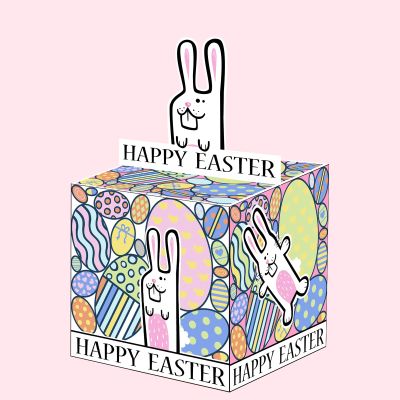 Easter Money Pull Box for Cash Gift,Happy Easter Bunny Egg Money Gift Boxes for Cash,DIY Funny Spring Cash Boxes with 50 Pcs Transparent Bags for Women Men Girls Boys Friends