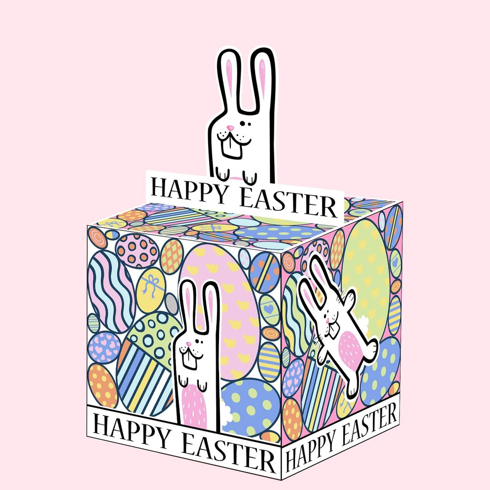 Easter Money Pull Box for Cash Gift,Happy Easter Bunny Egg Money Gift Boxes for Cash,DIY Funny Spring Cash Boxes with 50 Pcs Transparent Bags for Women Men Girls Boys Friends