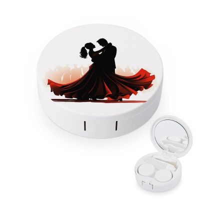 FekiLoot Ballroom Dance Contact Lens Cases, Cute Contact Lenses Lens Box Set Outdoor Mini Contact Lens Soak Storage Kit with Mirror Daily Vision Care And Outdoor Use