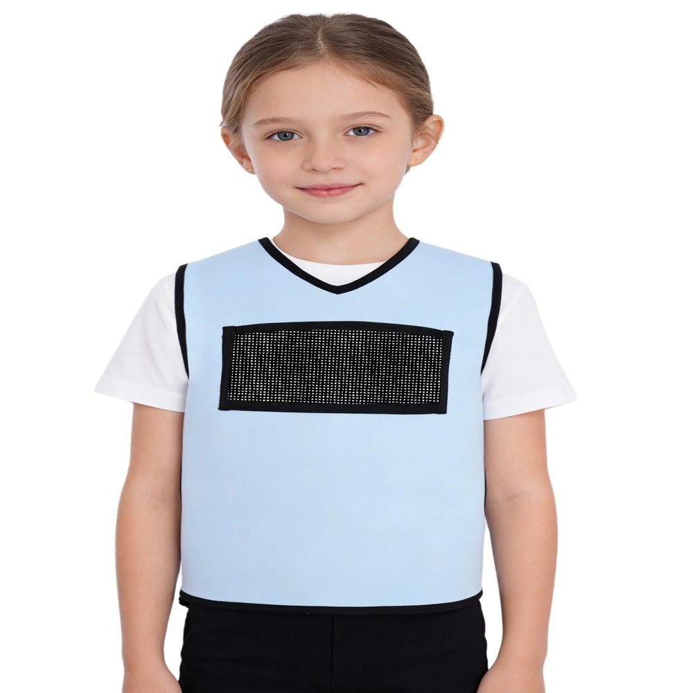 Agoky Girls Sensory Compression Vest Deep Pressure Comfort Sensory Adaptive Clothing for Kids with Special Needs Light Blue 10 Years