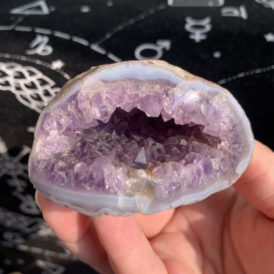 132g Agate Amethyst Geode | Raw Amethyst Druzy in Agate Shell "Crystal Tooth" Specimen | Protective Healing Stone for Intuition & Grounding | Unique Natural Decor & Collector's Piece