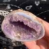 132g Agate Amethyst Geode | Raw Amethyst Druzy in Agate Shell "Crystal Tooth" Specimen | Protective Healing Stone for Intuition & Grounding | Unique Natural Decor & Collector's Piece view 3
