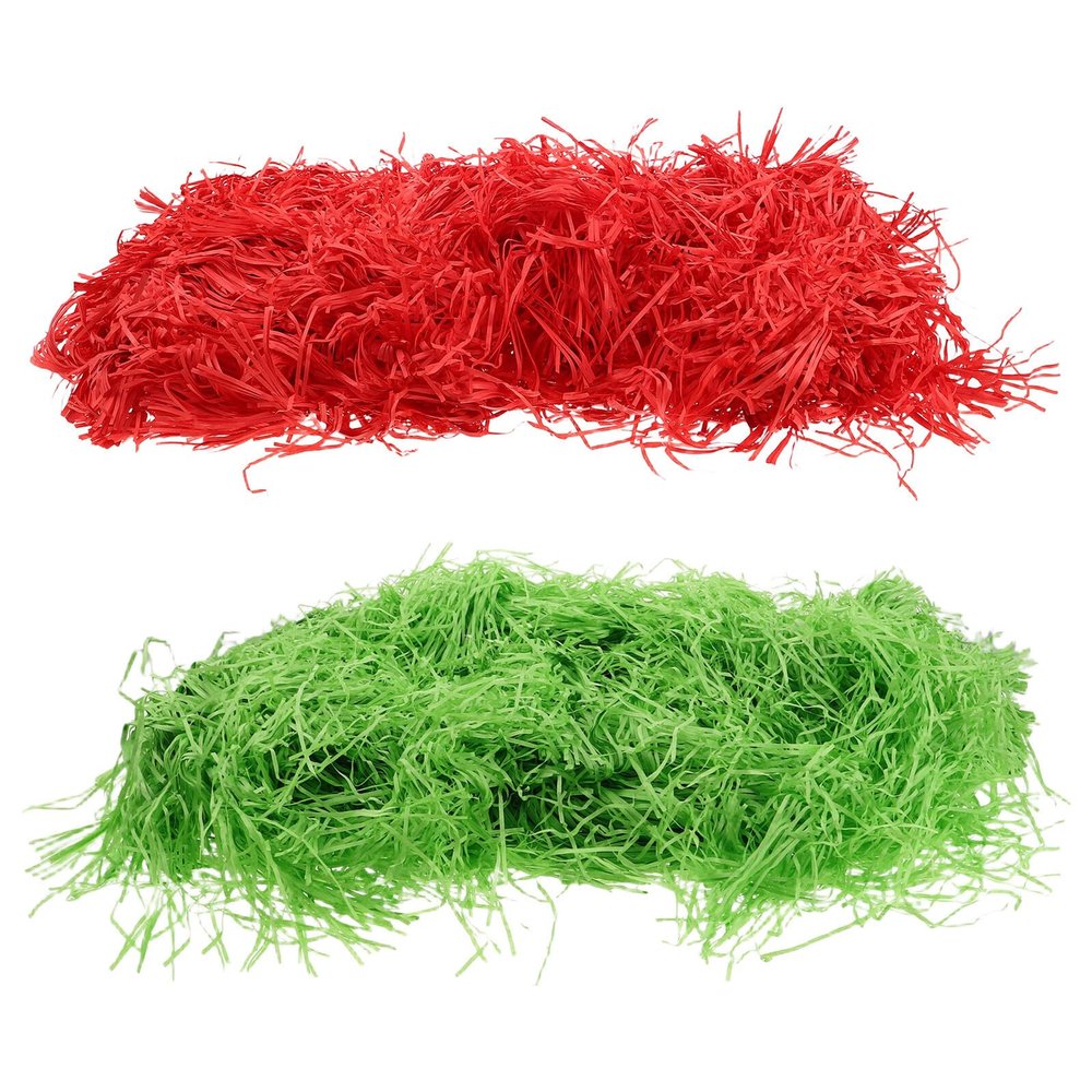 PACKOVE Raffia Paper Filler Shredded Packing Paper 400g Red Green Decorative Wrapping Tissue for Boxes and Craft Hamper Stuffing