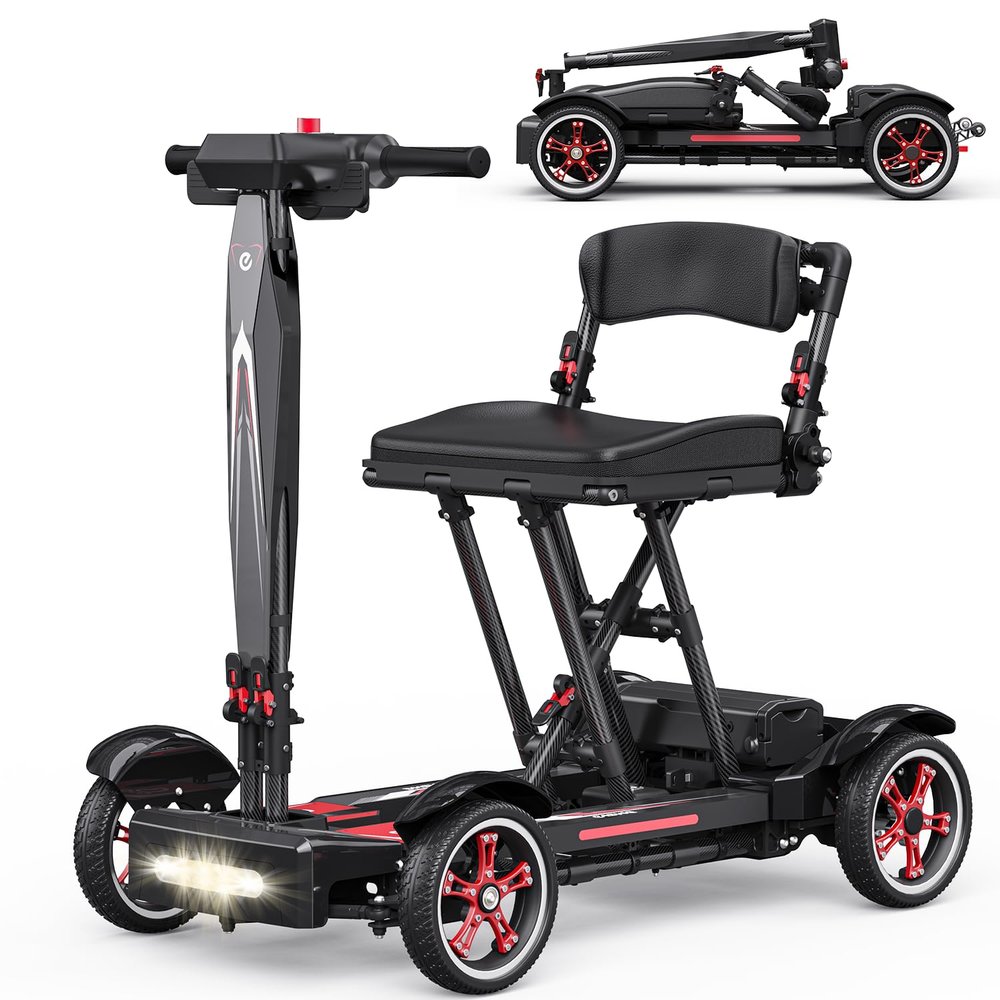 Easwe 39 Lbs Mobility Scooters for Adults & Seniors Foldable - Lightweight Carbon Fiber Folding Electric Scooter, All-Terrain Powered Wheelchair, Convenient for Travel, Shopping, Airline Approved