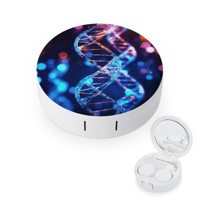 FekiLoot DNA Genetic Helix Contact Lens Cases, Cute Contact Lenses Lens Box Set Outdoor Mini Contact Lens Soak Storage Kit with Mirror Daily Vision Care And Outdoor Use