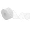 DEFANEX Sheer Organza Wired Ribbon (1.57 Inch x 5 Yards) - Artificial Pearl Beaded Edges Ribbons, for Gift Wrapping Bows Bouquet Christmas Wedding Party Decor, White view 1