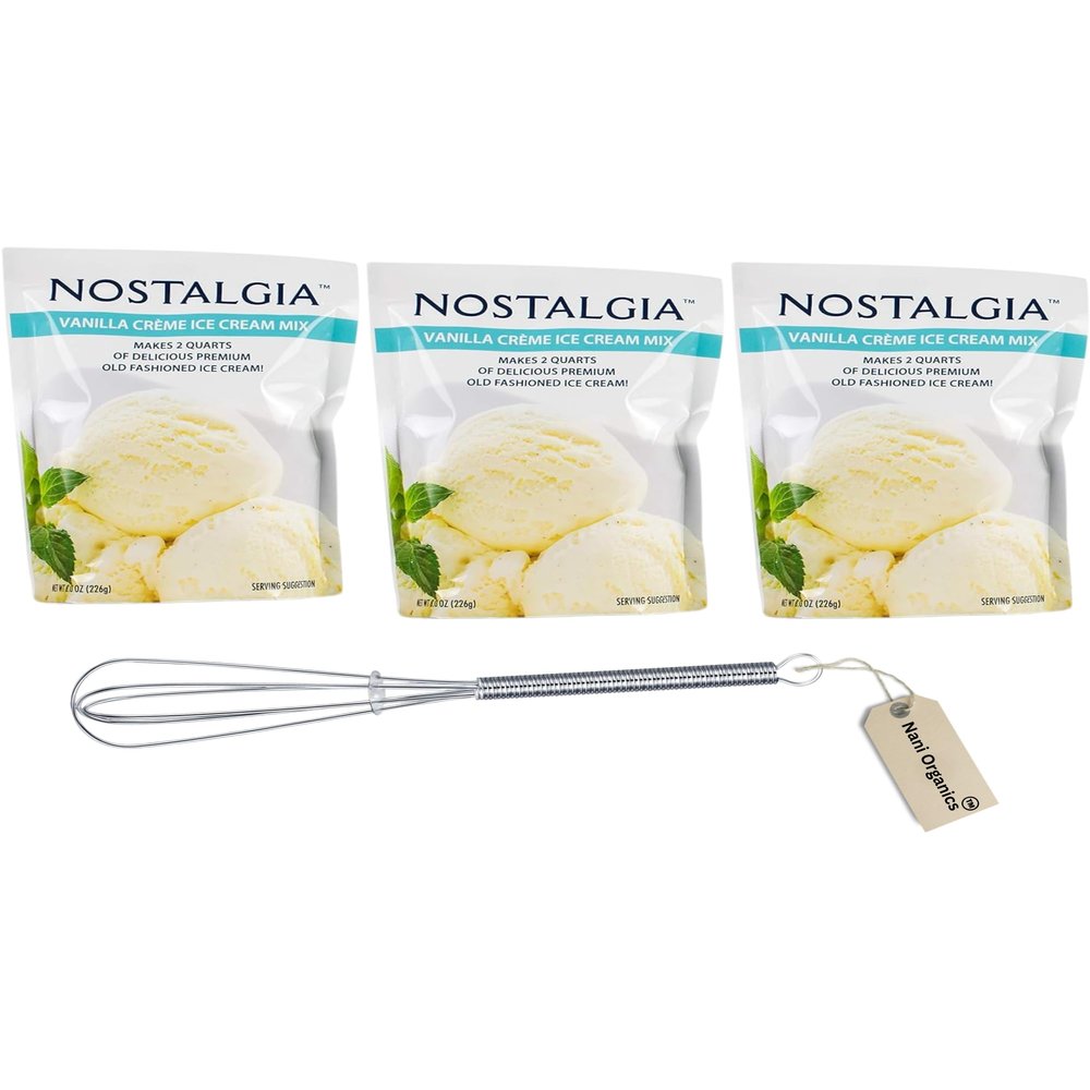 Ice Cream Mix. Vanilla. Each Pocket of 8 Oz Makes 2 Quarts of Delicious Premium Old Fashioned Ice Cream! Pack of 3