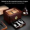 Vttui Large Capacity Cigar Humidor, 50-Count Cedar Wood Humidor with Viewing Window & 2 Layered Trays, Adjustable Divider for Cigar Storage Case view 3
