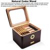 Vttui Large Capacity Cigar Humidor, 50-Count Cedar Wood Humidor with Viewing Window & 2 Layered Trays, Adjustable Divider for Cigar Storage Case view 4