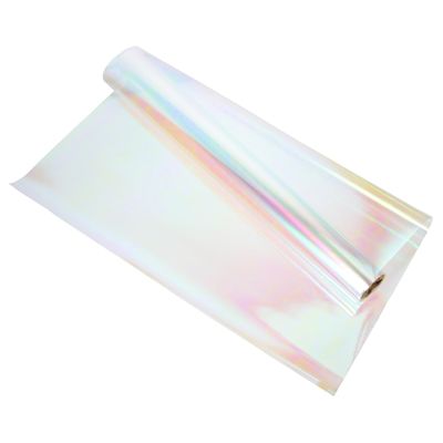 COMPUKAS Iridescent Rainbow Cellophane Wrapping Paper 56cm X 10 Yards Roll, 5.8 Mil Thick Floral Wrapping Material for Bouquet Packaging, DIY Decorative Wrap for Flower Arrangements