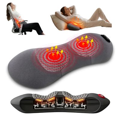 AOCPO 3 in 1 Lumbar Massage Pillow, Deep Kneading Back Massager for Pain Relief, Ergonomic Lumbar Support Cushion, for Home Office Car