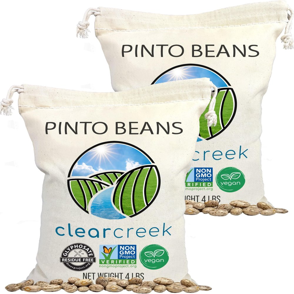 CLEAR CREEK Certified Glyphosate Residue Free Pinto Beans | 8 lbs (2-4 lb bags) | Non-GMO | Kosher