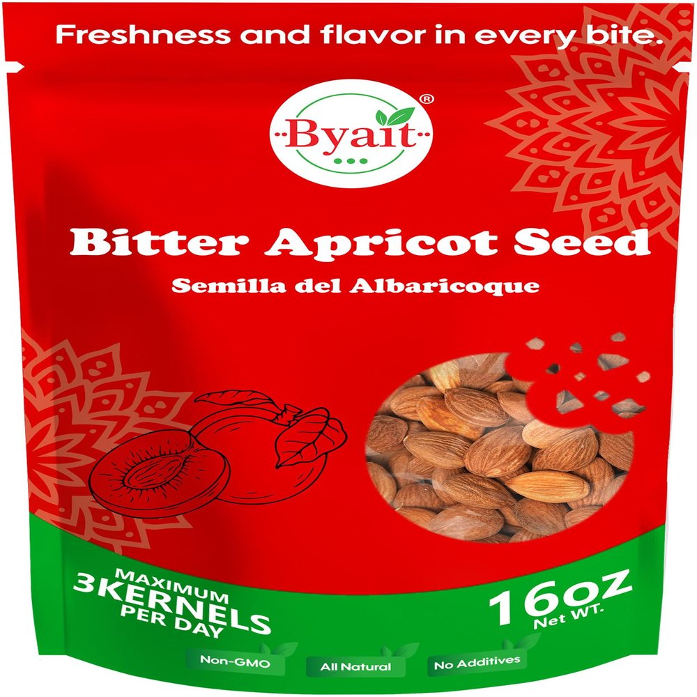 Byait Raw Bitter Apricot Seeds 16 Oz (1 LB), Turkish Bitter Apricot Kernels, All Natural, Vegan, Gluten Free