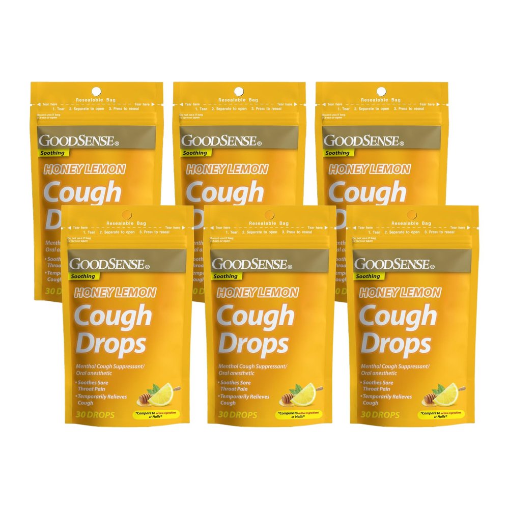 GoodSense Cough Drops Original Honey Lemon 7.5 Mg, 30 CT (Pack of 6)