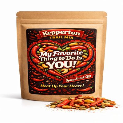 Kepperton Spicy Trail Mix Valentines Snack Gift - My Favorite Thing to Do Is YOU - Bold Chili Peanuts, Churritos, Pepitas, Cashew Pieces - Spicy Galentines