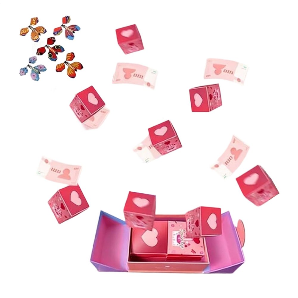 Folding Bounce Valentine Box | Birthday Supplies - Festive Cash Bounce Box - for Birthday Proposal Confession Graduation Partners Boyfriends Girlfriends Wives Husbands