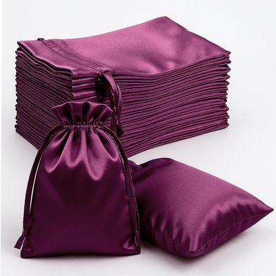 Efavormart 60 Pack Eggplant Satin Drawstring Wedding Party Favor Gift Bags 5"x7"